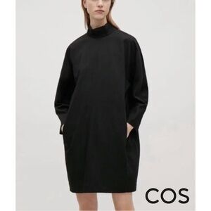 COS Black High Neck Pockets Shift Dress NWT Size 8